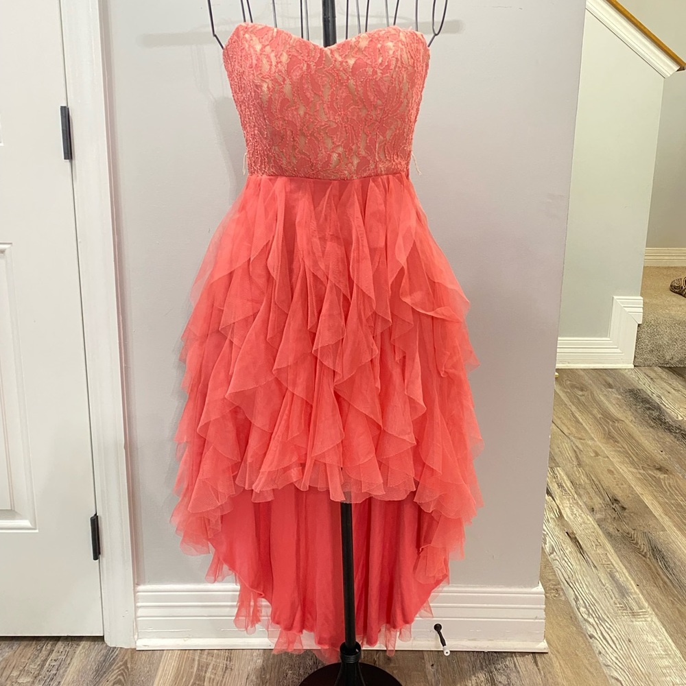Pink floral prom dress
